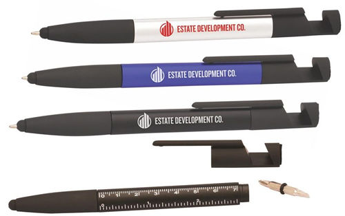 Stylo publicitaire multifonction avec support de smartphone presentation