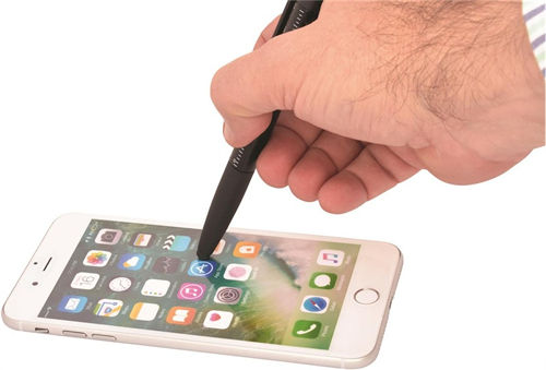 Stylo publicitaire multifonction avec support de smartphone et stylet